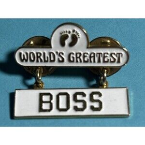 Vintage Β©Hang Ten -Worldβs Greatest BOSS Award Dangle Lapel Pin or Brooch